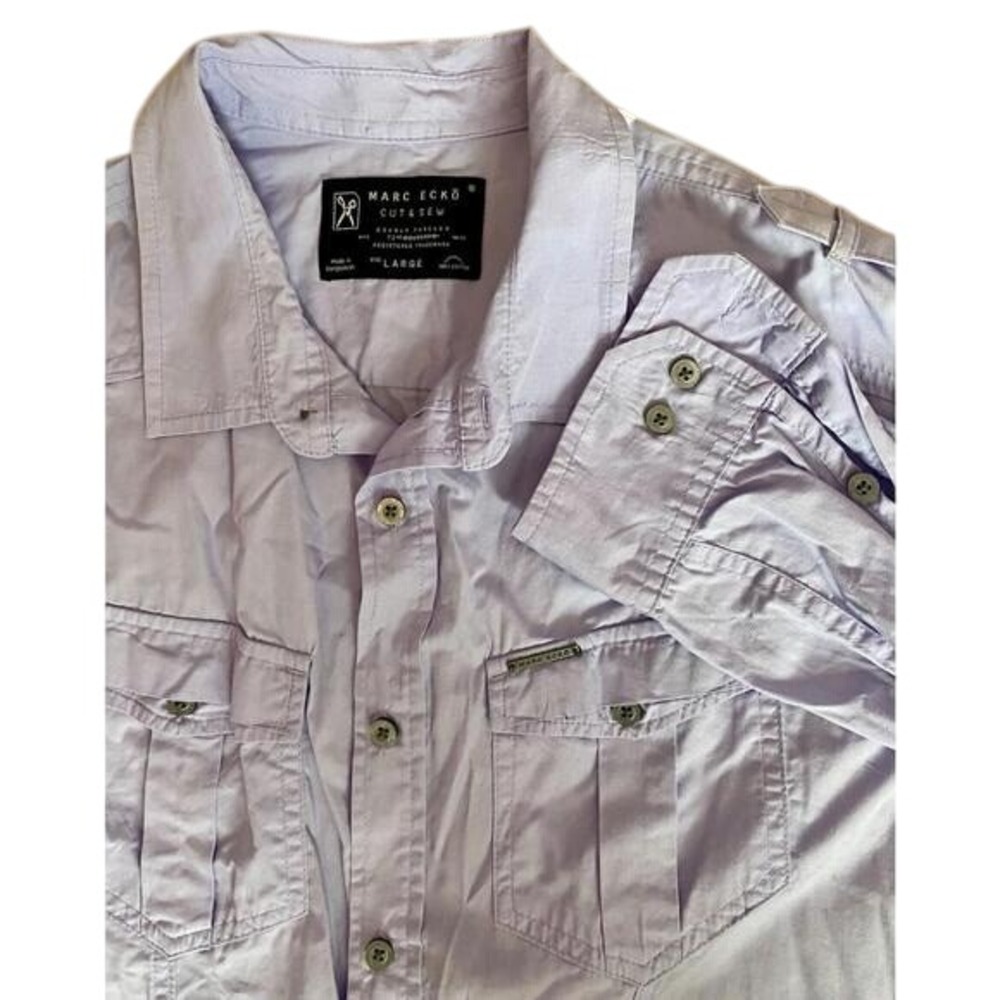 Marc Ecko Mens Shirt‎ Lg Solid Light Purple Long Sleeve Button Collared